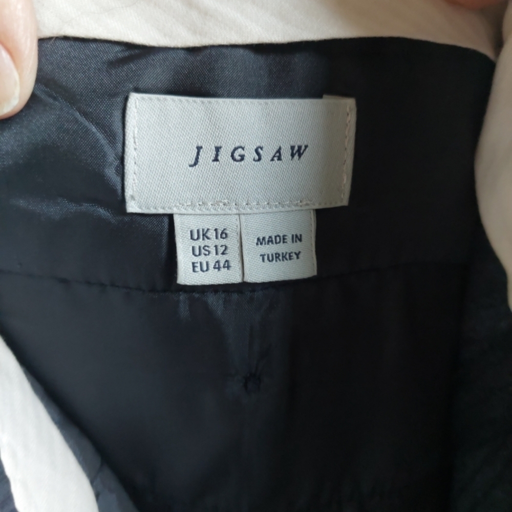 Jigsaw Wool Pant Navy Plaid Cuffed Uk 16 Us 12 Preppy Nwot — image 8 of 8